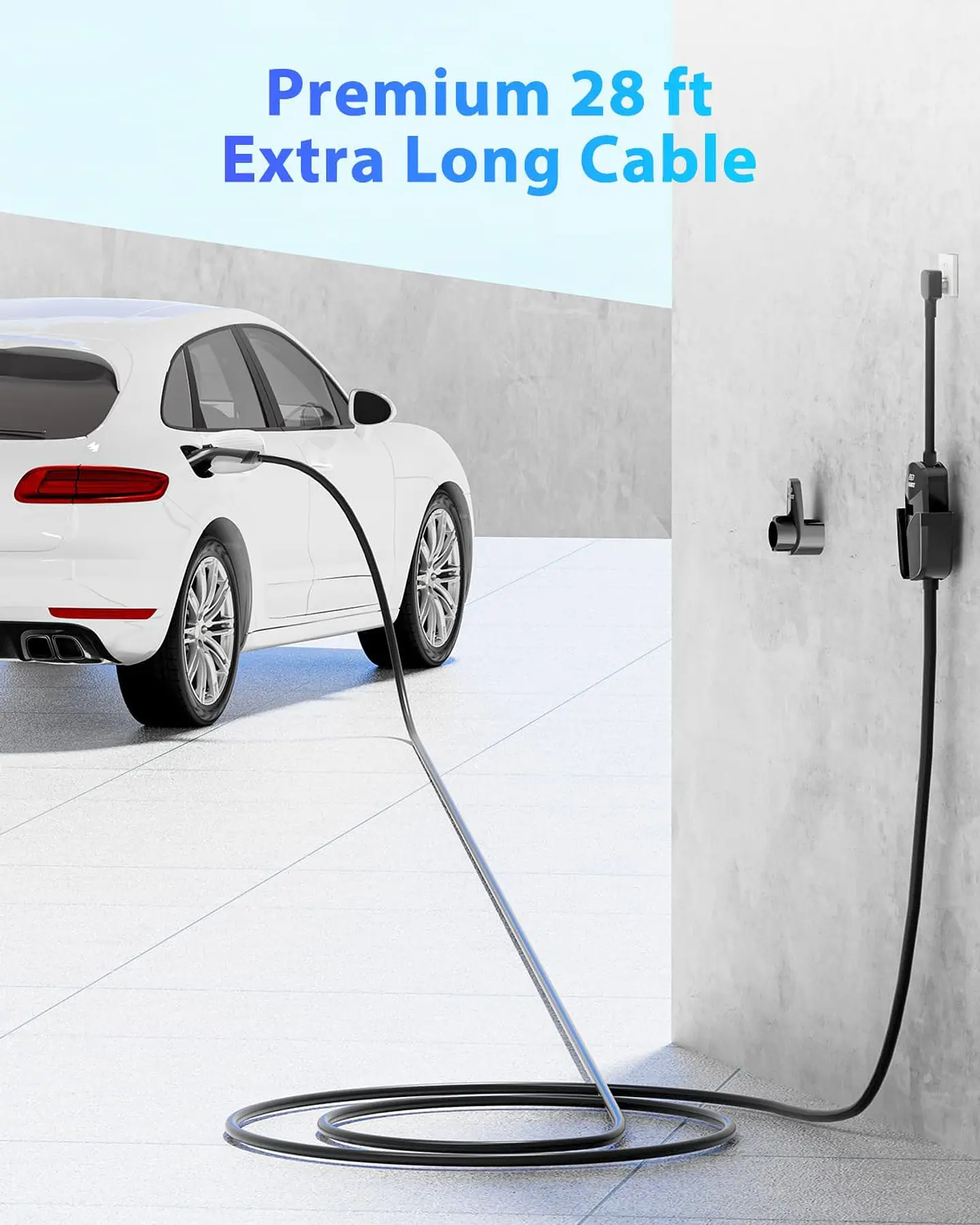 Cargador EV de nivel 2 (40 amperios, 240 V, NEMA 14-50P), estaciones de carga de vehículos eléctricos portátiles cargador EV con cable de carga de 28 pies cargadores EV para el hog... 8