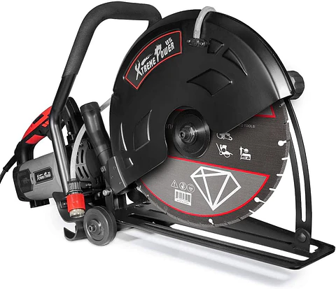 XtremepowerUS Sierra de demostración circular del cortador del disco de la energía eléctrica 3200W para el rodillo de guía de hormigón mojado/seco cortado, 16"