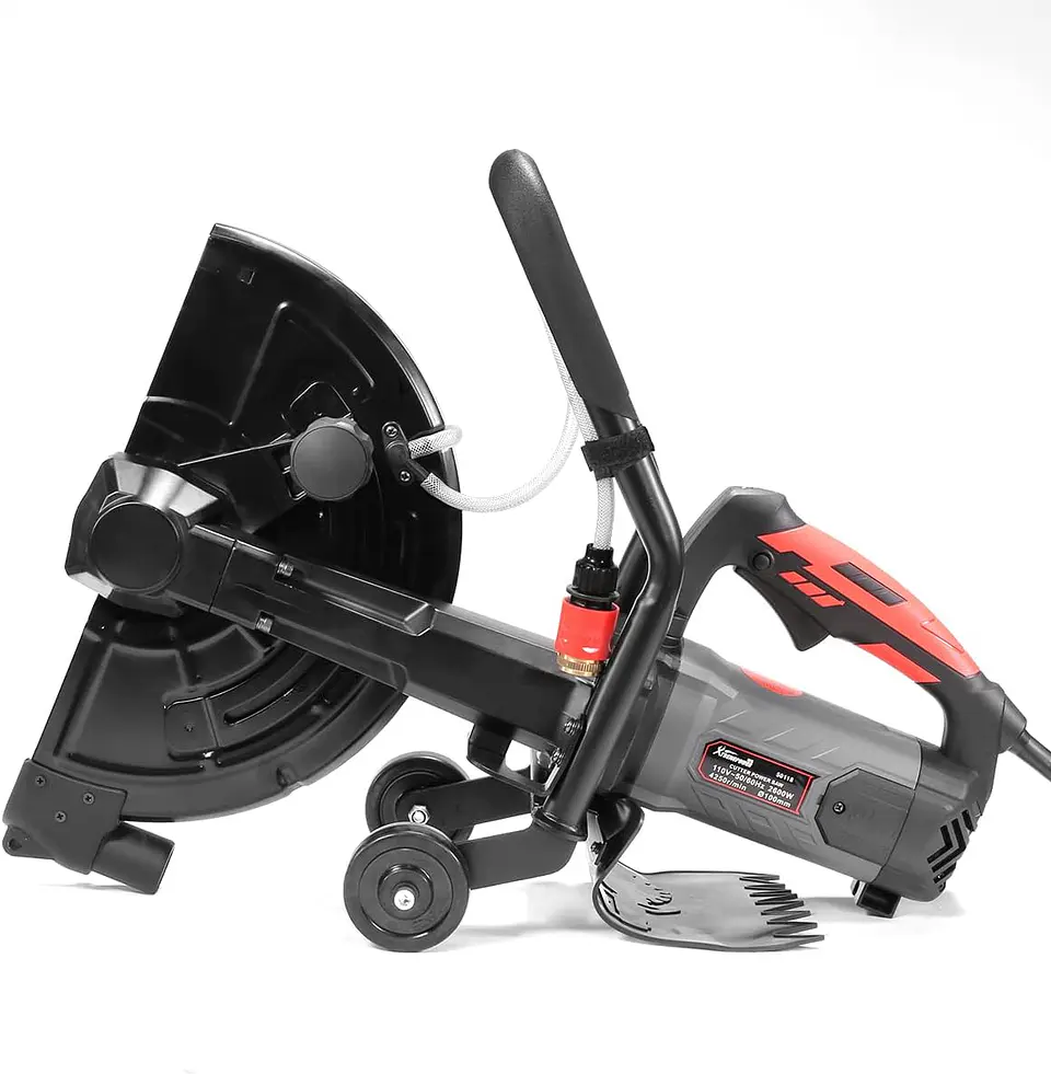 XtremepowerUS Sierra de demostración circular del cortador del disco de la energía eléctrica 3200W para el rodillo de guía de hormigón mojado/seco cortado, 16" 6