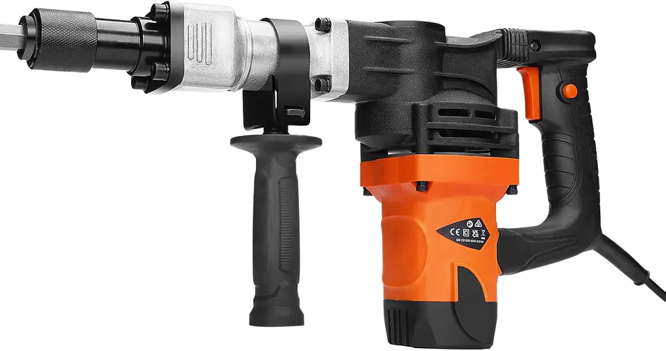 VEVOR Martillo de demolición eléctrico de 1,400 W, resistente, de 2,900 BPM, para romper hormigón, 2 brocas de cincel para astillar con funda y guantes 11