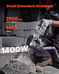 VEVOR Martillo de demolición eléctrico de 1,400 W, resistente, de 2,900 BPM, para romper hormigón, 2 brocas de cincel para astillar con funda y guantes - Miniatura 12