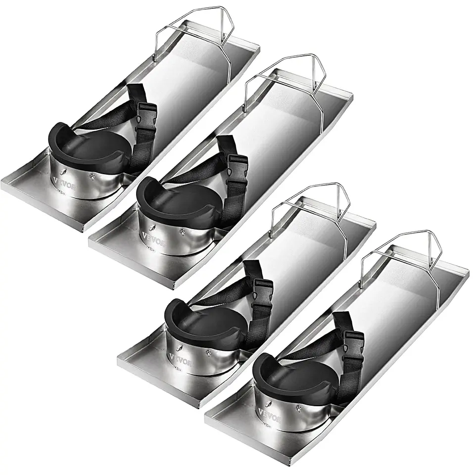 VEVOR Rodilleras de hormigón deslizante de 28 x 8 pulgadas, de acero inoxidable, par de deslizadores móviles con rodilleras de hormigón y correas para tablero para acabado de concr... 2