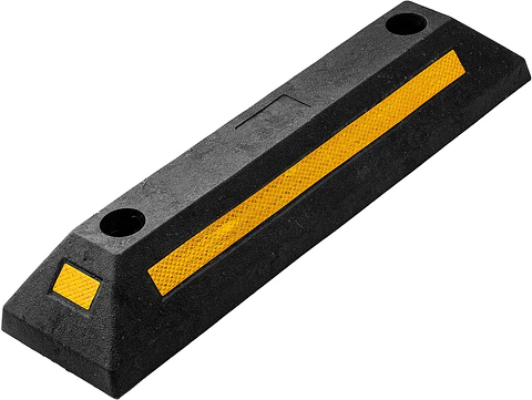 ZONETECH Guía de aparcamiento de goma resistente, 4 piezas de tope de rueda de garaje duradero de calidad premium para estacionamiento de grado profesional con cinta amarilla refle...