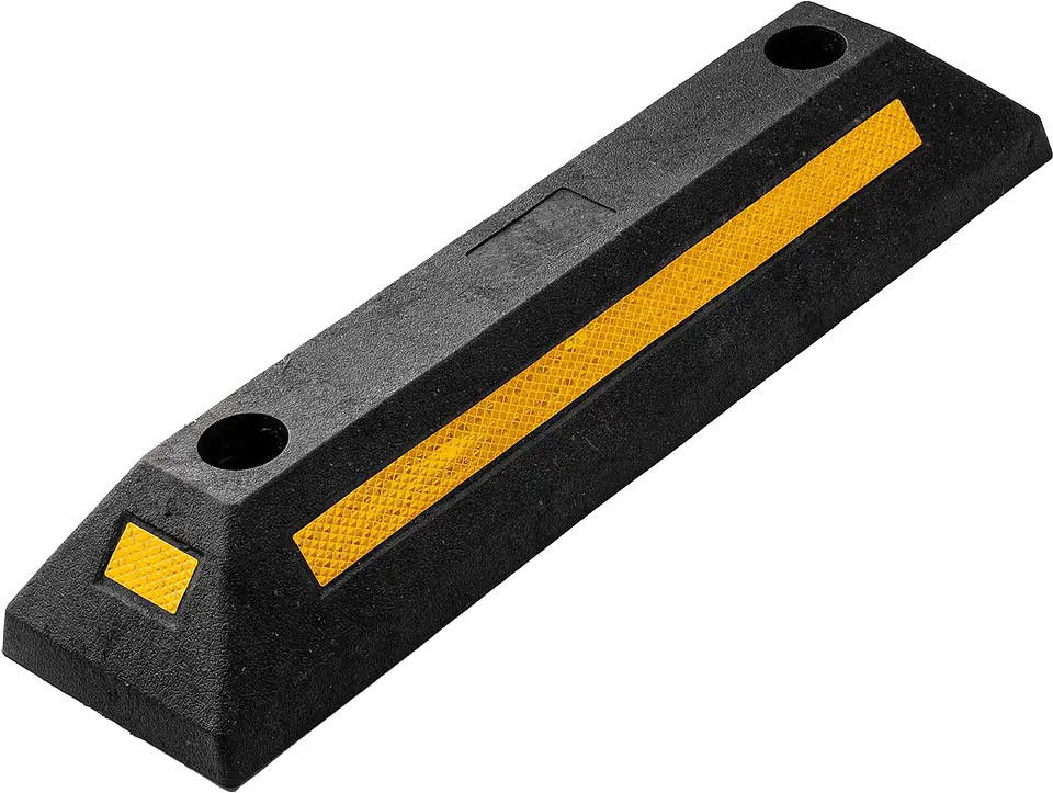 ZONETECH Guía de aparcamiento de goma resistente, 4 piezas de tope de rueda de garaje duradero de calidad premium para estacionamiento de grado profesional con cinta amarilla refle... 1