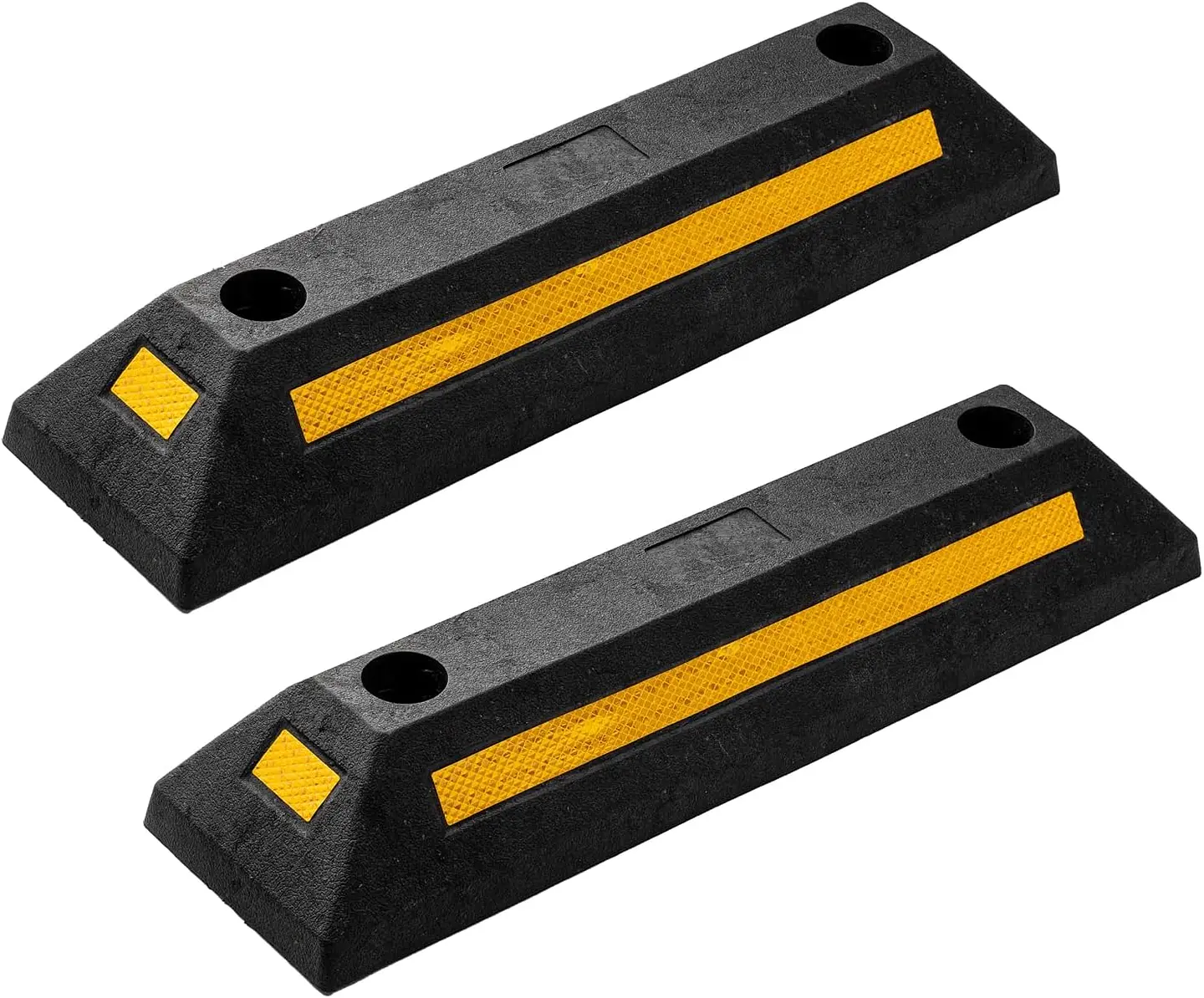 ZONETECH Guía de aparcamiento de goma resistente, 4 piezas de tope de rueda de garaje duradero de calidad premium para estacionamiento de grado profesional con cinta amarilla refle... 3