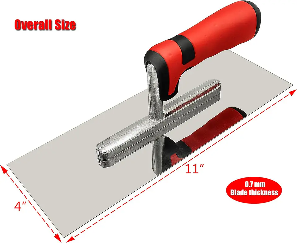 Juego de herramientas de hormigón, 3 piezas de acero inoxidable llana de acabado plano (11" x 4") más bordeadora de hormigón (6" x 3", 1/2" R) y Groover (6... 2