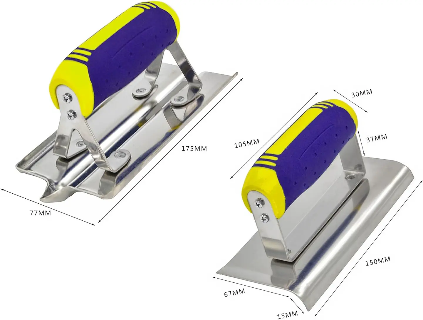 Juego de herramientas de hormigón, 3 piezas de acero inoxidable llana de acabado plano (11" x 4") más bordeadora de hormigón (6" x 3", 1/2" R) y Groover (6... 3