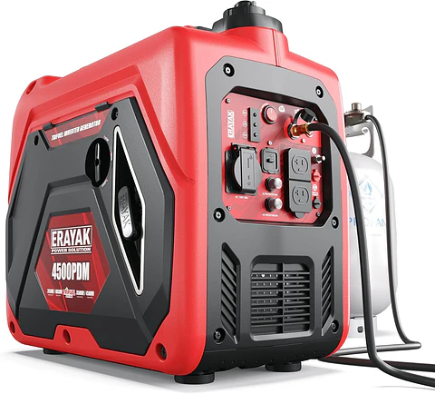 ERAYAK Generador inversor portátil de 4500 W de triple combustible para uso doméstico, para acampar al aire libre, respaldo de energía de emergencia al aire libre, interruptor de t...