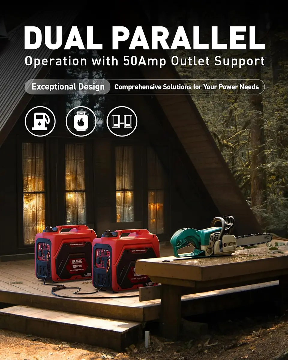 ERAYAK Generador inversor portátil de 4500 W de triple combustible para uso doméstico, para acampar al aire libre, respaldo de energía de emergencia al aire libre, interruptor de t... 6
