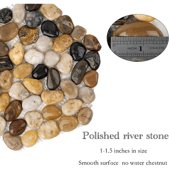 River Rocks - Adoquines para exteriores, para jardín, pasarela, gravilla pulida para patio, césped, patio, camino, paisajismo, juego de 6 (hexagonal)