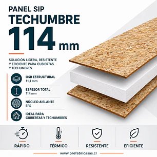 Panel SIP Techumbre 114 mm OSB 11,1 mm