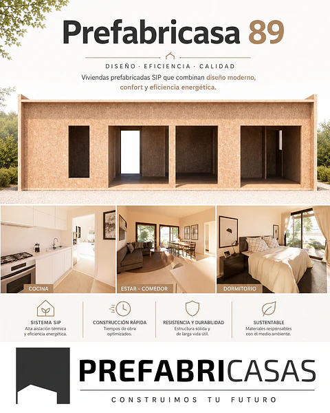 Prefabricasa 89 - Kit de paneles SIP para armar - 3D + 2B