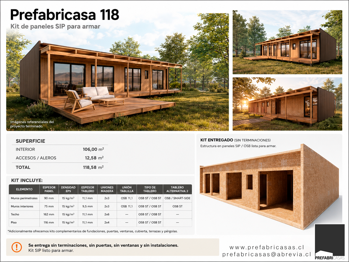 Prefabricasa 118 — Kit de paneles SIP para armar 118m²- 4D + 2B