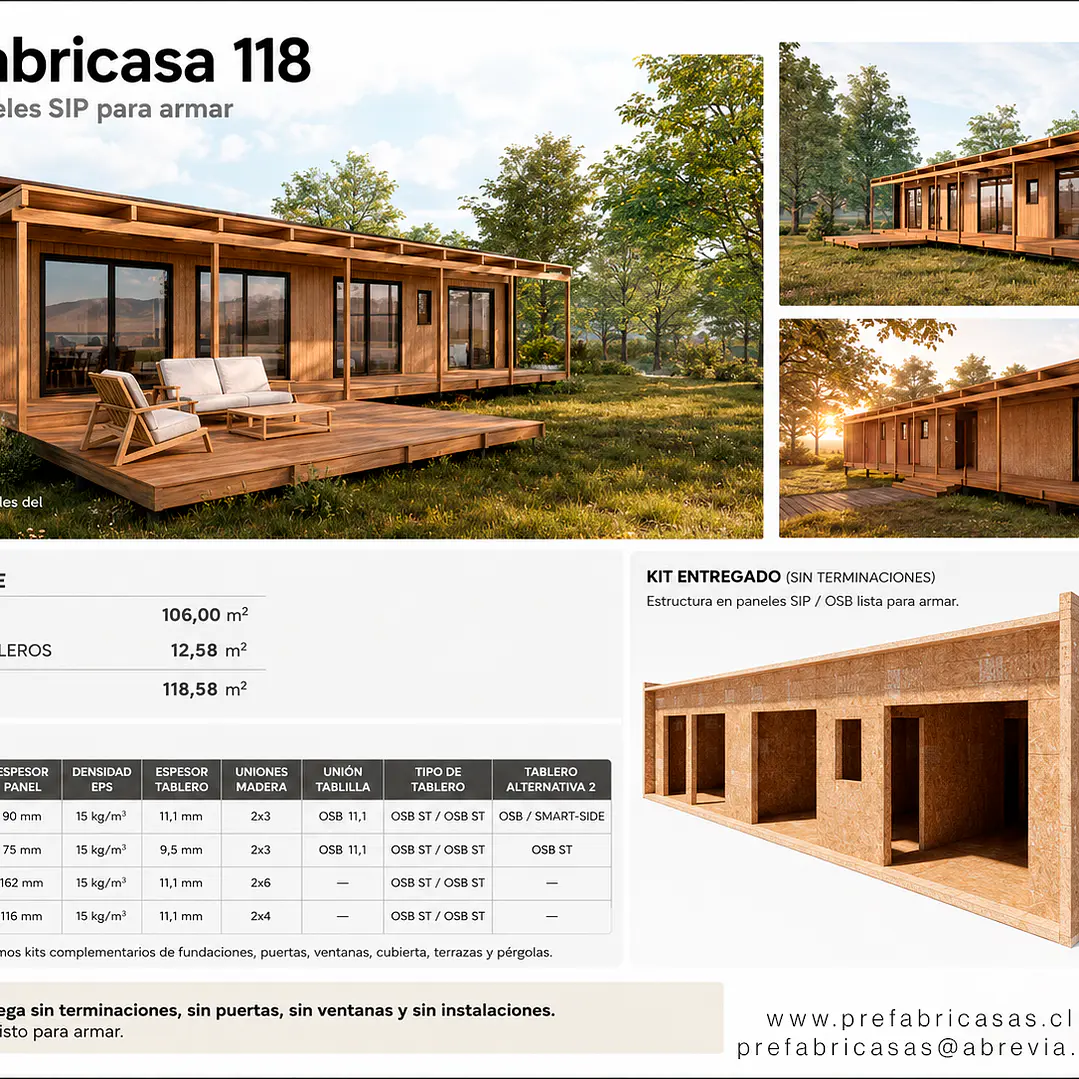 Prefabricasa 118 — Kit de paneles SIP para armar 118m²- 4D + 2B 1