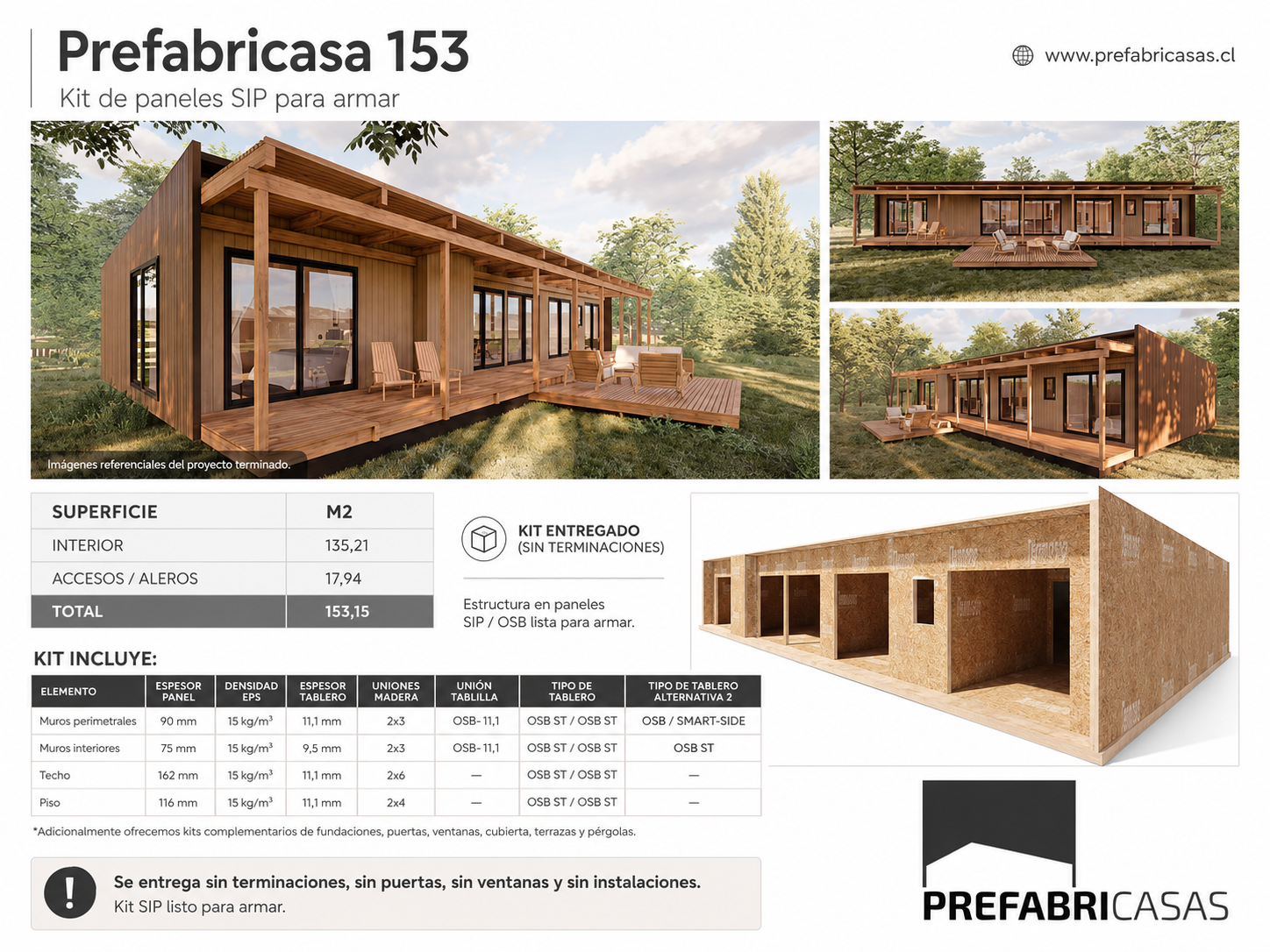 Prefabricasa 153 — Kit de paneles SIP para armar 153m²- 4D + 3B