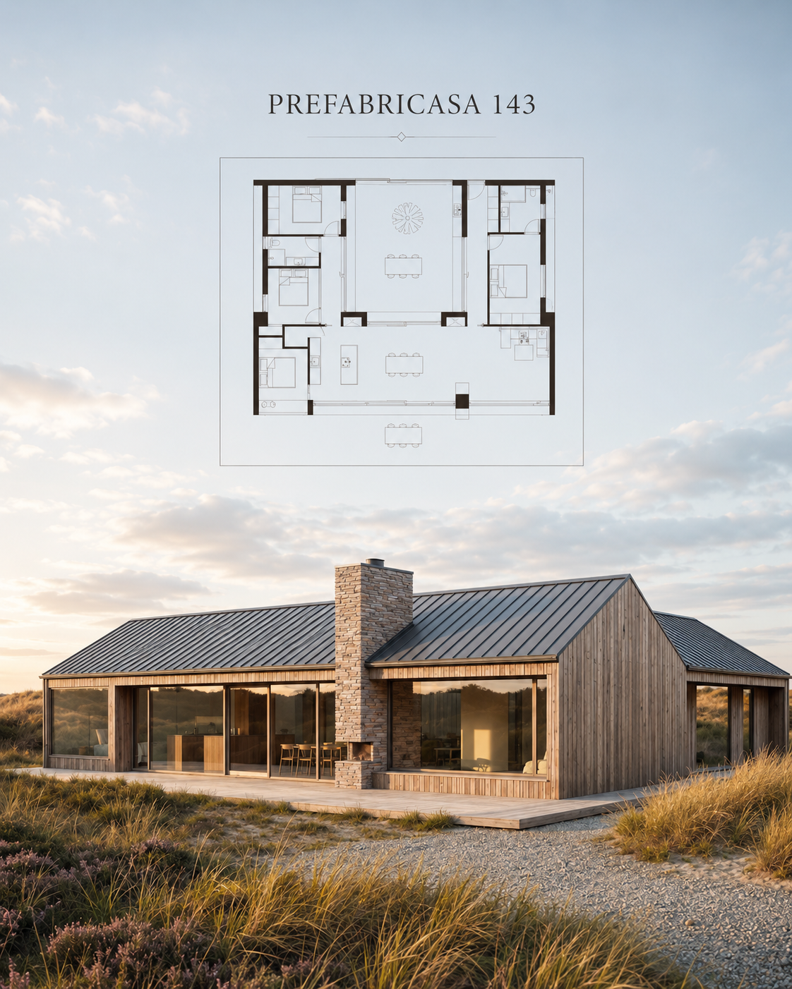 Prefabricasa 143 — Kit de paneles SIP para armar 143m² - 4D+2B
