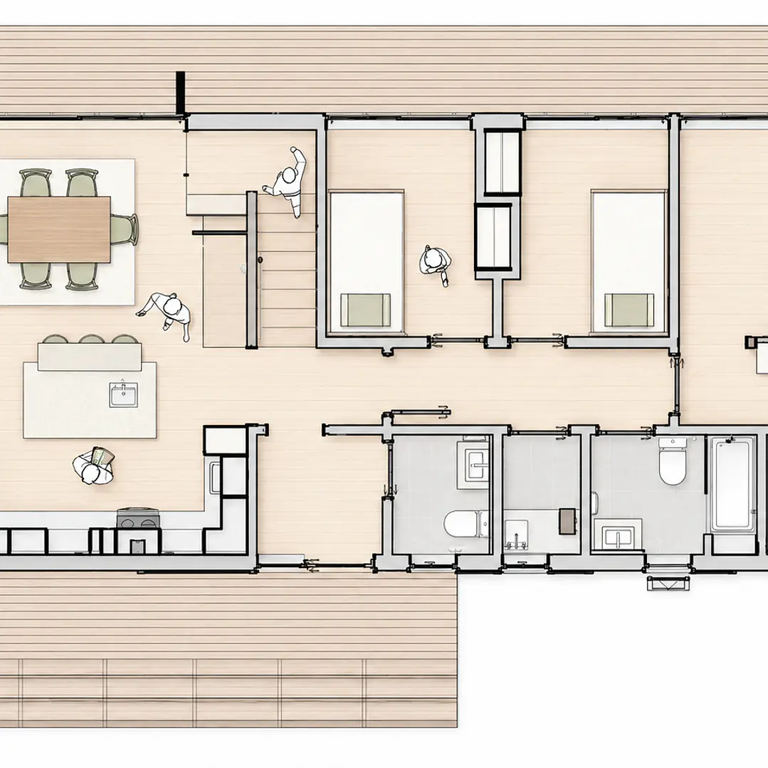 Refugio 120 — Kit de paneles SIP para armar 120m² - 3D+3B 3