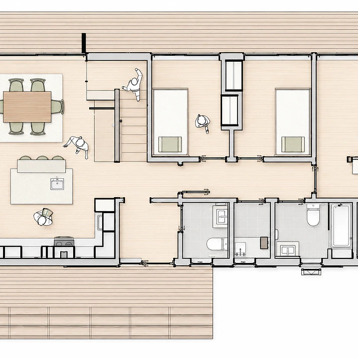 Refugio 120 — Kit de paneles SIP para armar 120m² - 3D+3B 3