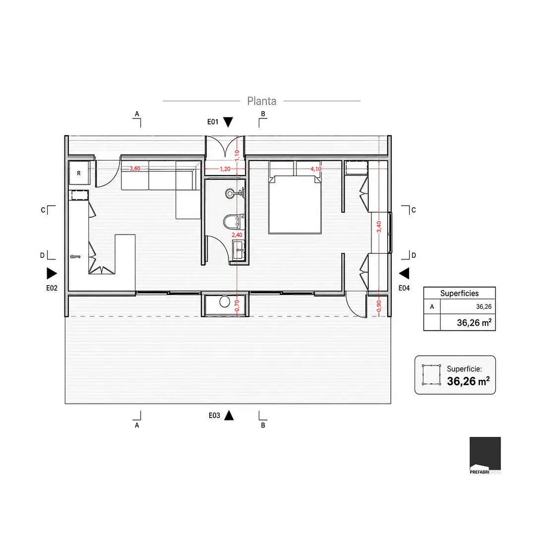 Prefabricasa Refugio 36 | Kit para armar 36,26 m² 3