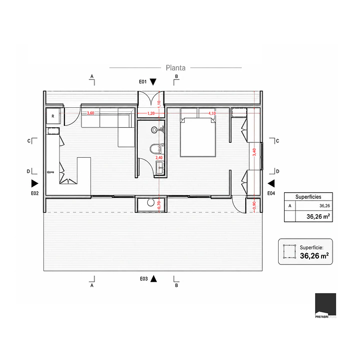 Prefabricasa Refugio 36 | Kit para armar 36,26 m² 3