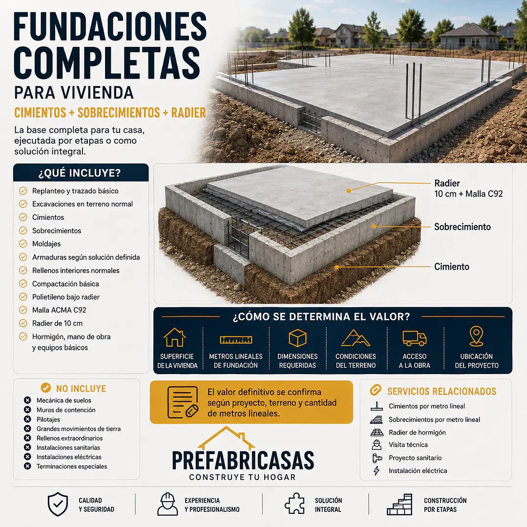 Fundaciones Completas para Vivienda | Cimientos + Sobrecimientos + Radier 1