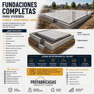 Fundaciones Completas para Vivienda | Cimientos + Sobrecimientos + Radier