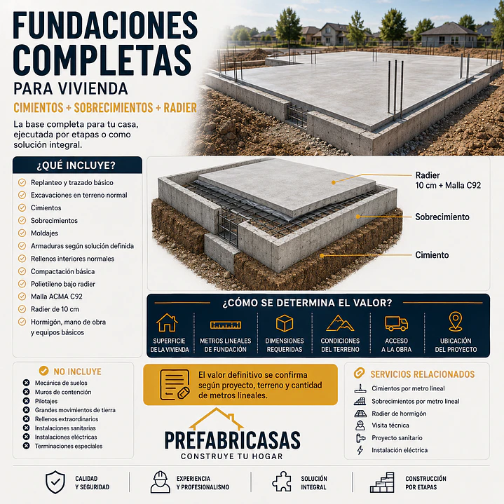 Fundaciones Completas para Vivienda | Cimientos + Sobrecimientos + Radier 1
