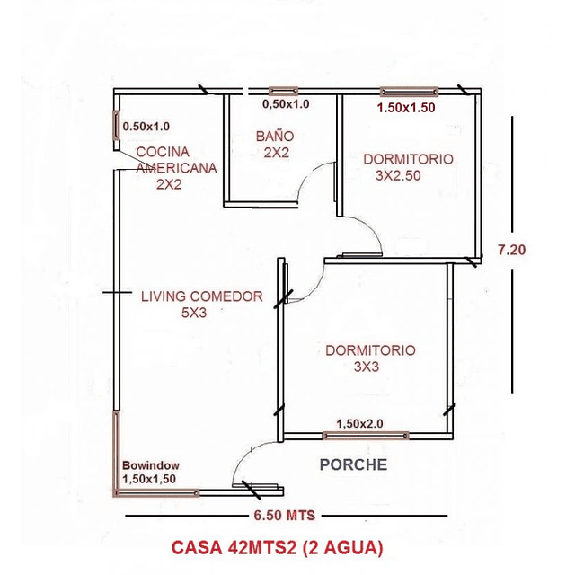 ﻿Casa 42 m2 ( 2 aguas )