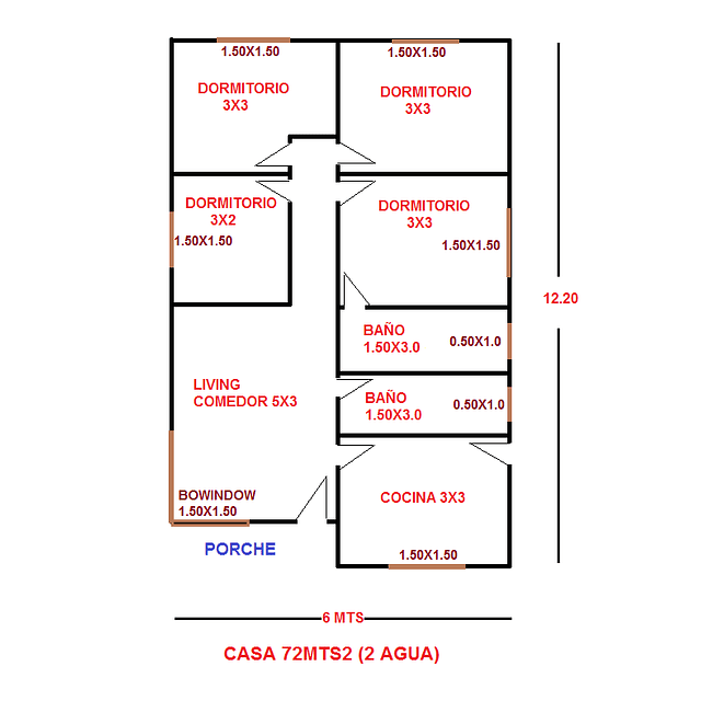 ﻿Casa 72 m2 ( 2 aguas )