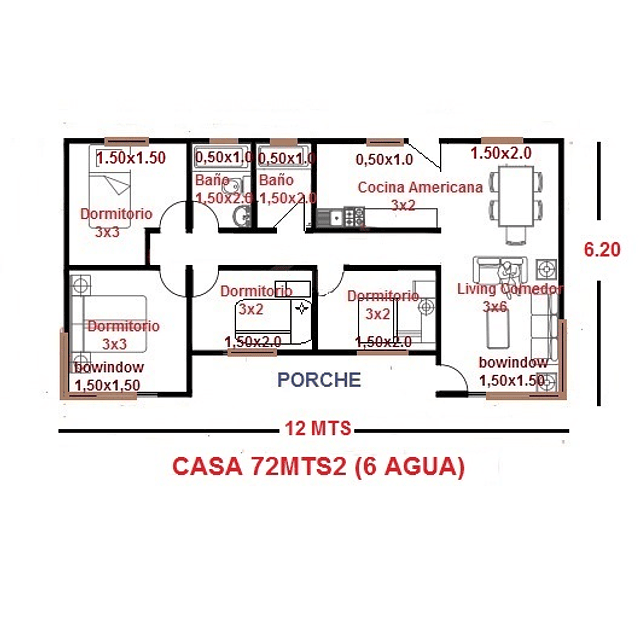 ﻿Casa 72 m2 ( 6 aguas )