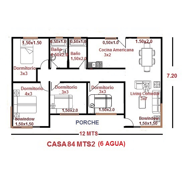 ﻿Casa 84 m2 ( 6 aguas )