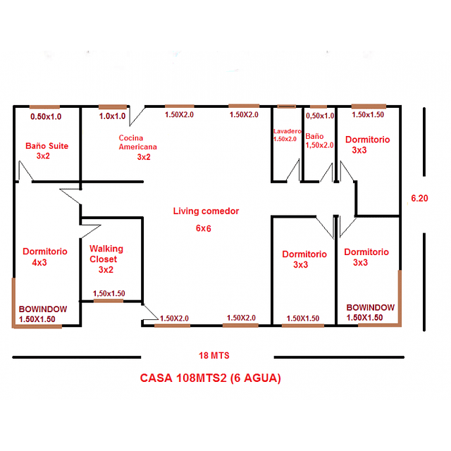 ﻿Casa 108 m2 ( 6 aguas ), 2