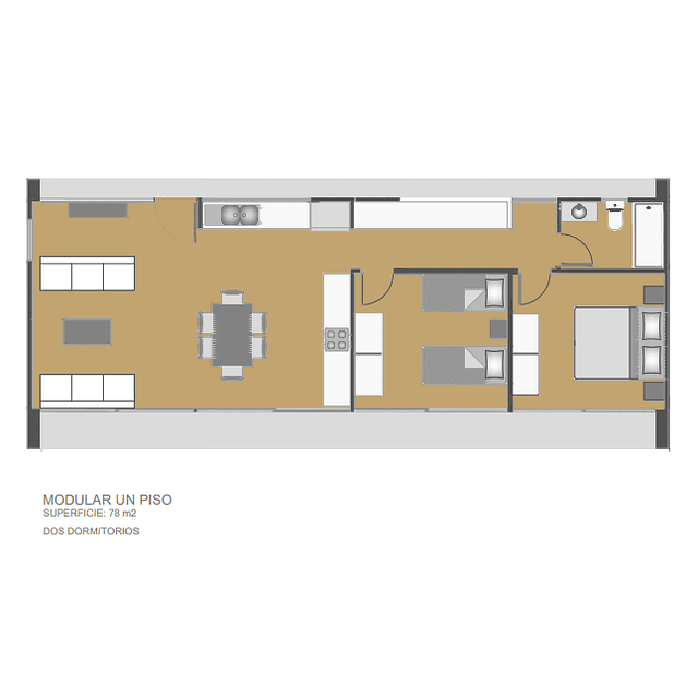 Modulares Florencia - 1 piso, 3 ambientes 78m2