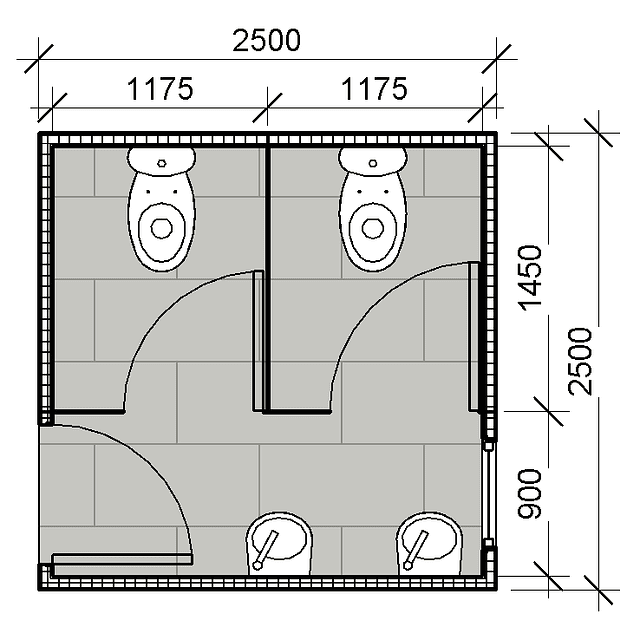 Baño Modular 2 cabinas 6,25m2