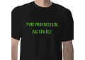 T-shirt preta de atividade paranormal