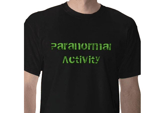 T-shirt preta de atividade paranormal