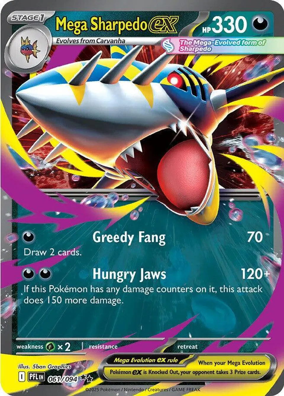 Mega Sharpedo ex  061/094 Double Rare (español) 1