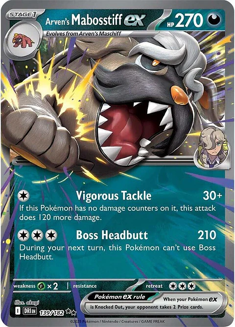 Arven's Mabosstiff ex  139/182  Double Rare (ingles)