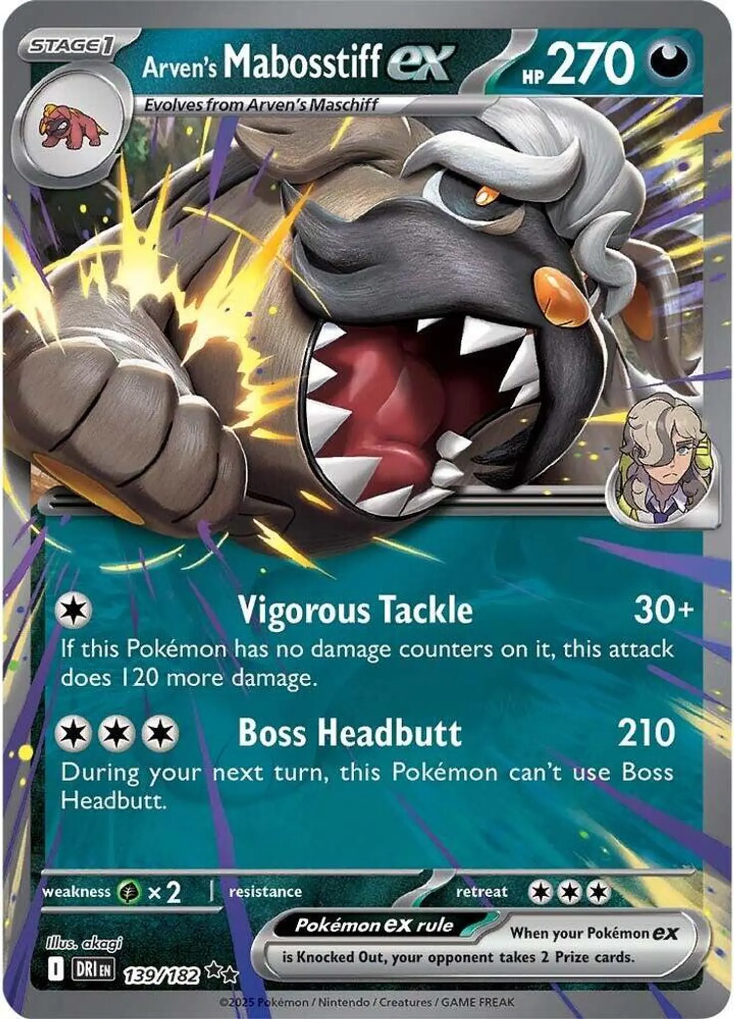 Arven's Mabosstiff ex  139/182  Double Rare (ingles) 1