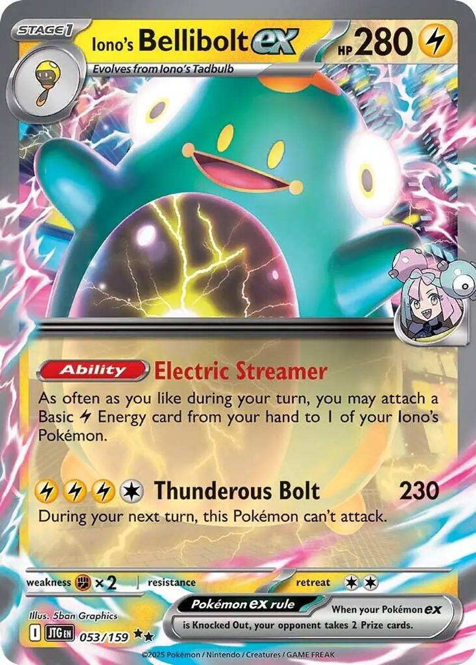 Iono's Bellibolt ex  053/159  Double Rare (ingles) 1