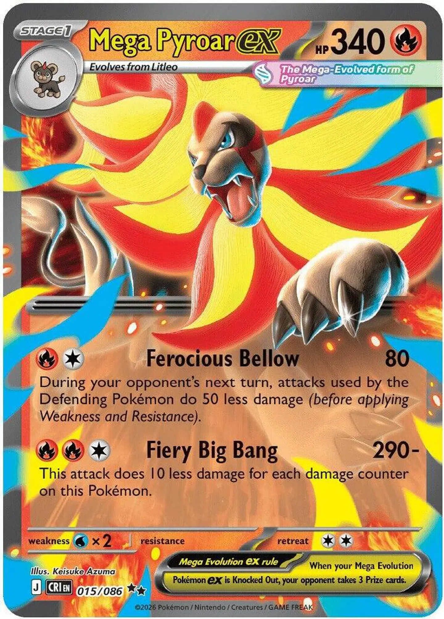 Mega Pyroar ex 015/086 Double Rare (español) 1