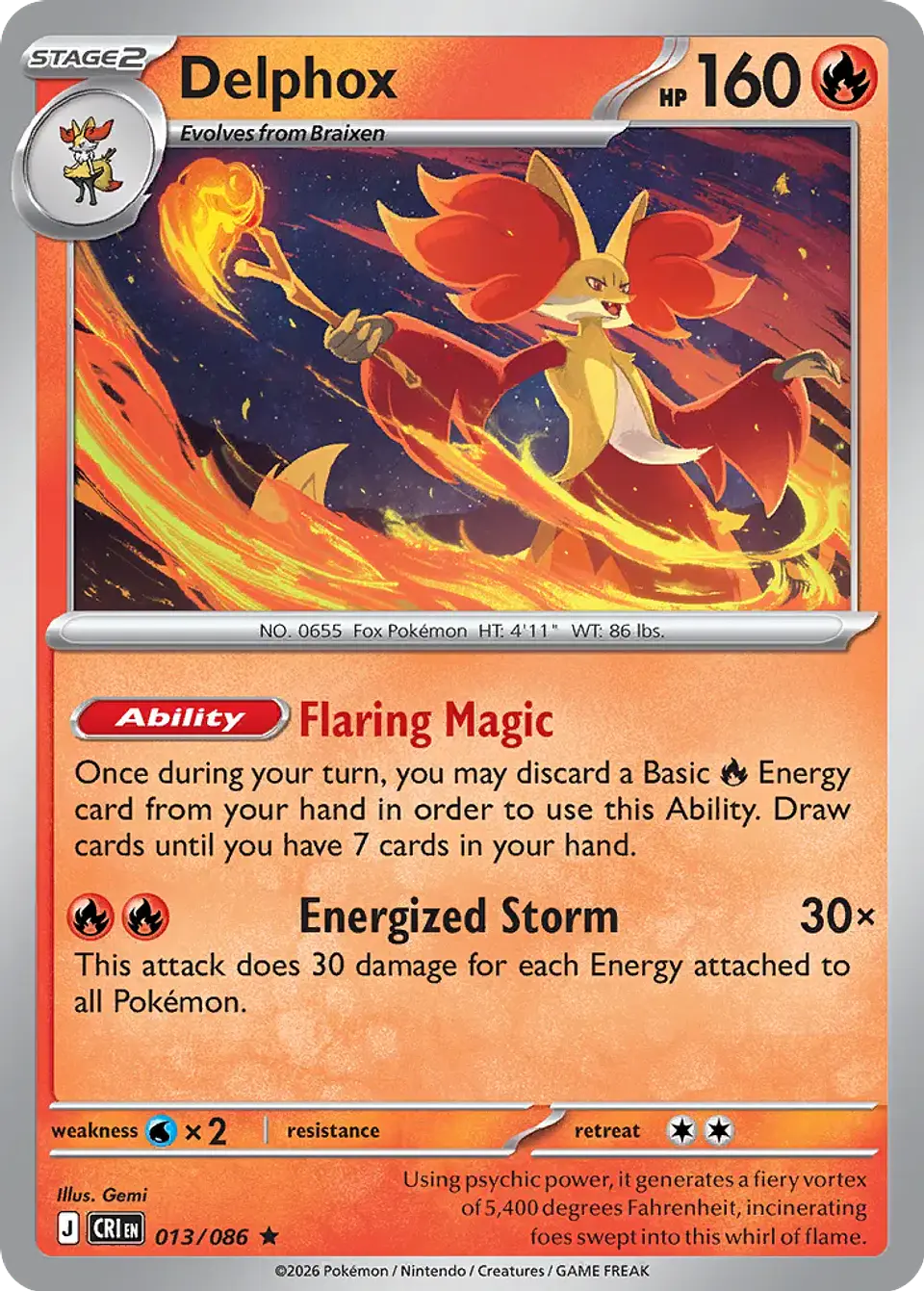 Delphox - 013/086 - Rare 1