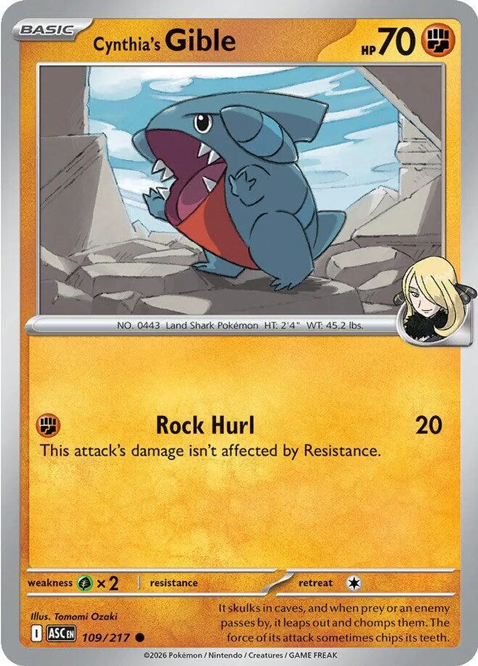 Cynthia's Gible - 109/217 - Common 1