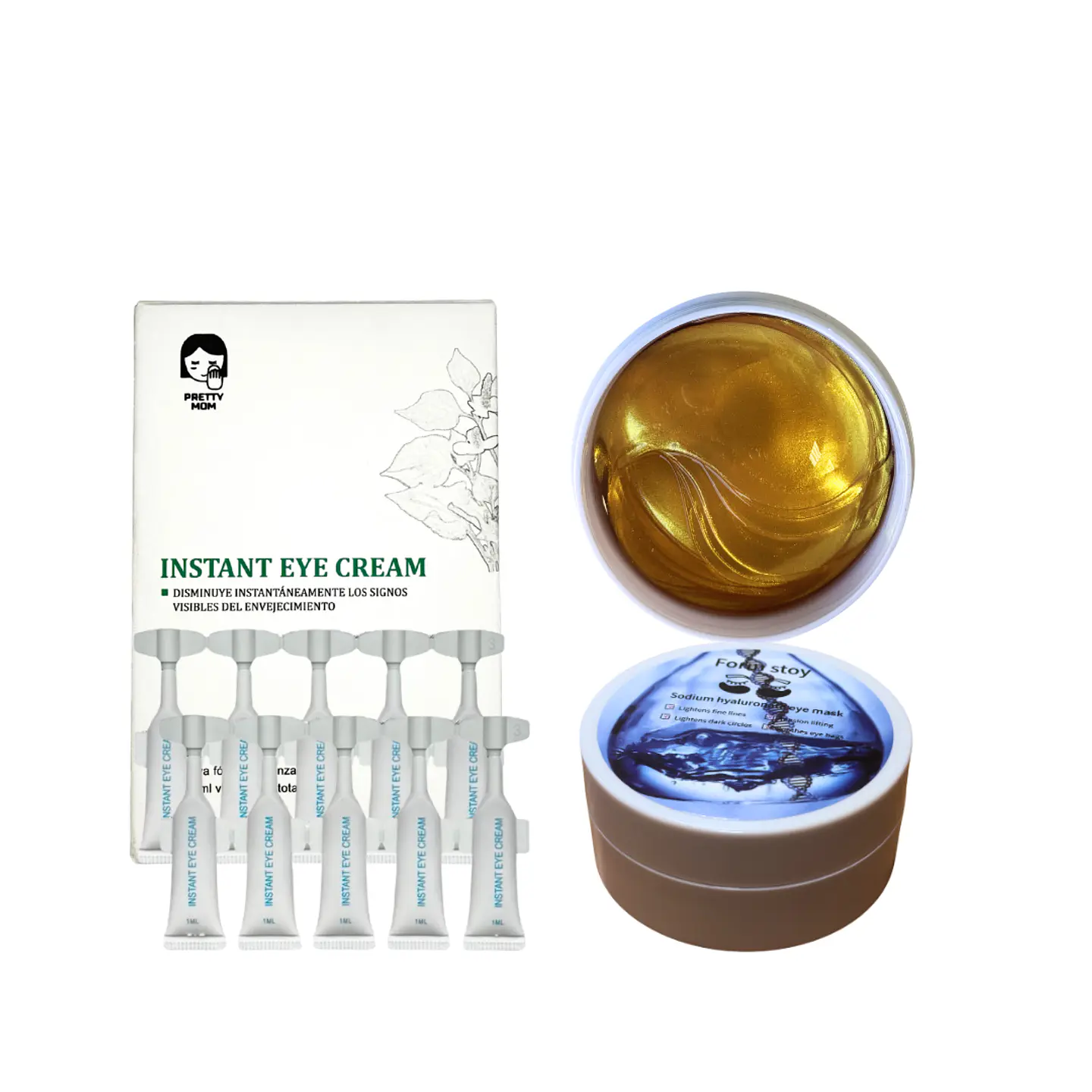 Kit Duo Antiojeras: Instant Eye Cream 5 Viales + Parches de Colágeno 4