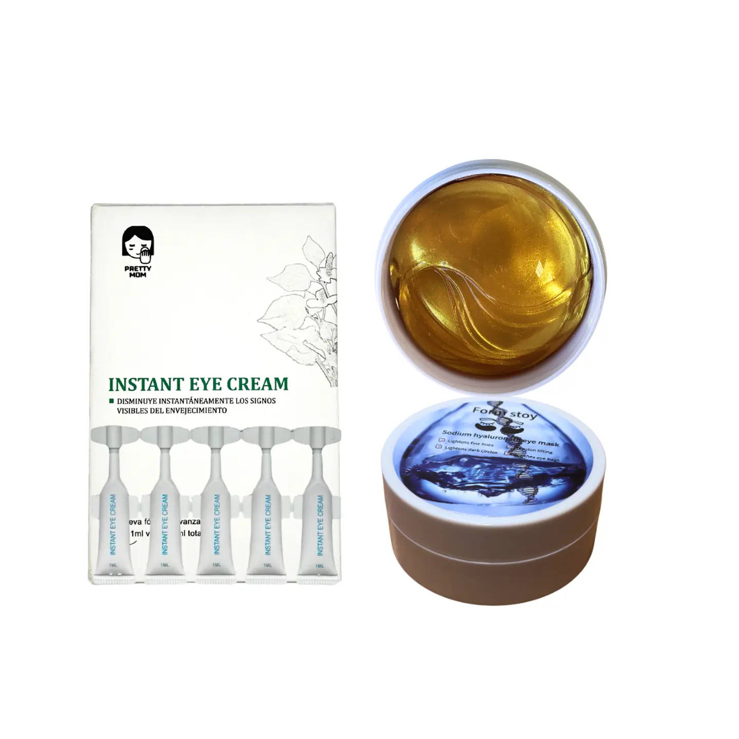 Kit Duo Antiojeras: Instant Eye Cream 5 Viales + Parches de Colágeno 1