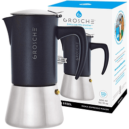Cafetera Moka Grosche Milano Stainless Steel Black - 6 cup