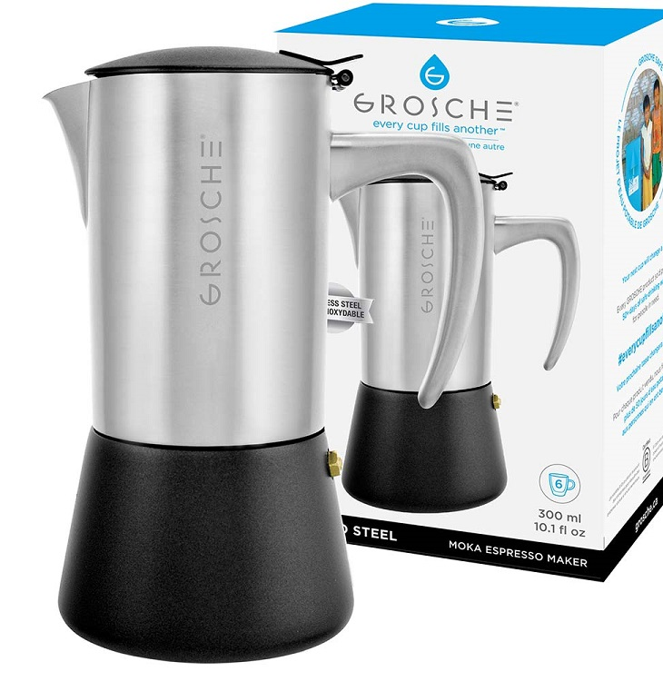 Cafetera Moka Grosche Milano Stainless Steel - 6 cup