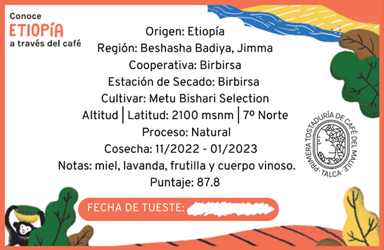Etiopía Birbirsa natural 200grs. (frasco)