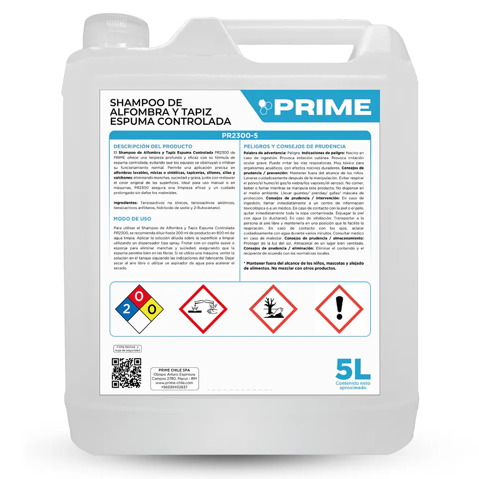 SHAMPOO DE ALFOMBRA Y TAPIZ ESPUMA CONTROLADA - ENV 5L  2