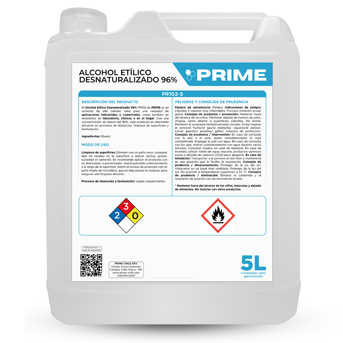 ALCOHOL ETÍLICO DESNATURALIZADO 96% - ENV 5L 1
